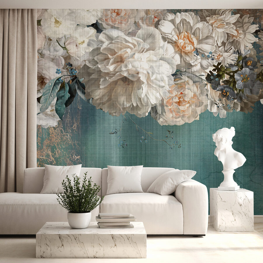 Schilderij van witte bloemen