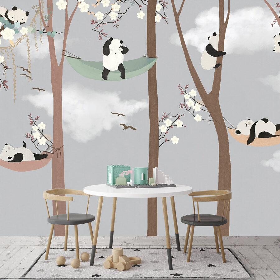 Panda's in hangmatten in bomen Panda's in hangmatten in bomen