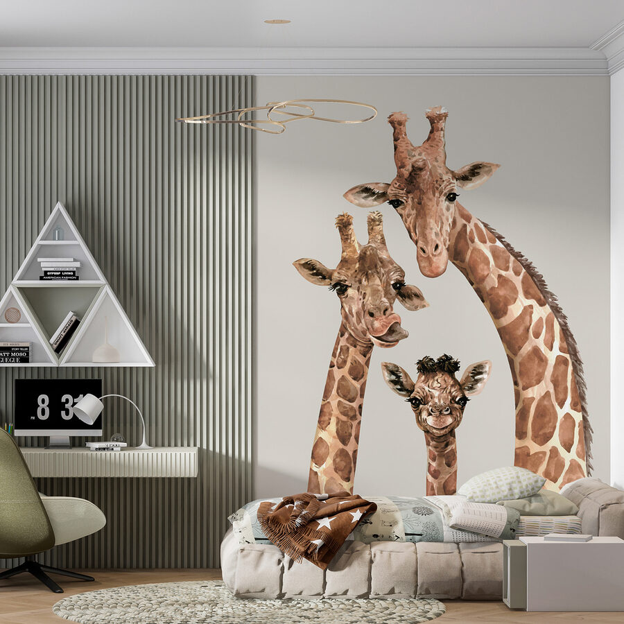 Een groep giraffen met hun hoofden bij elkaar