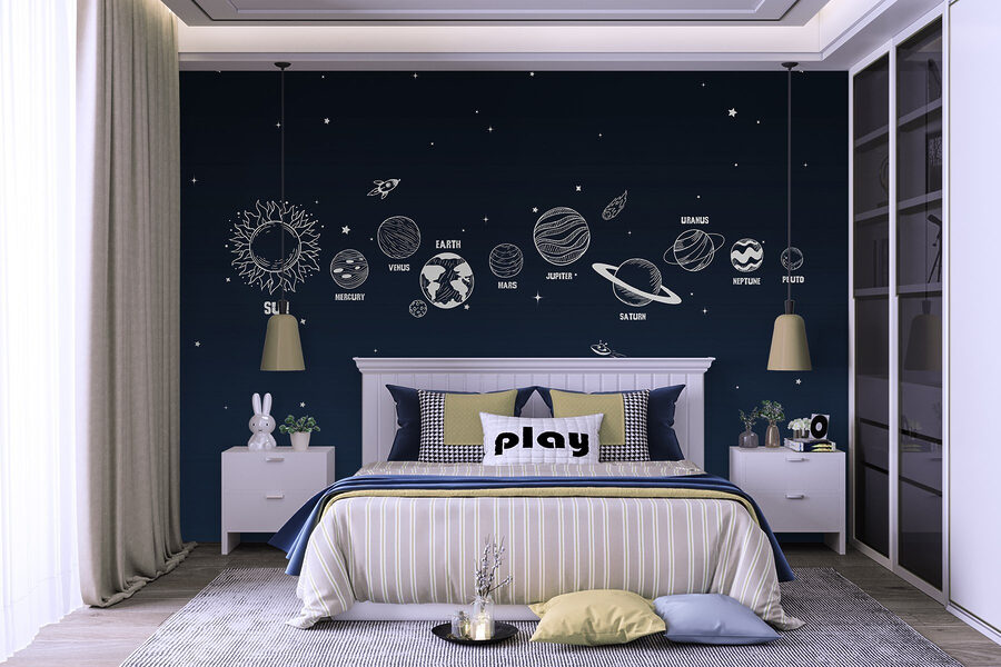 Een rij planeten in de ruimte
