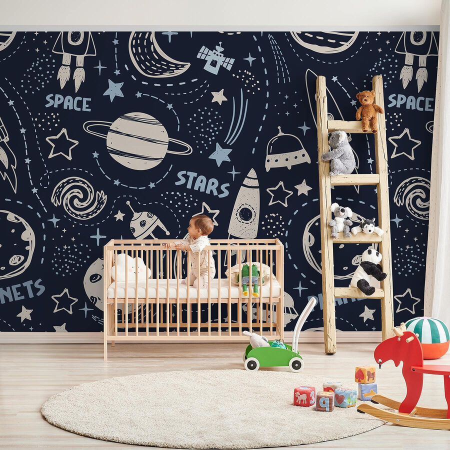 Een patroon van planeten en sterren