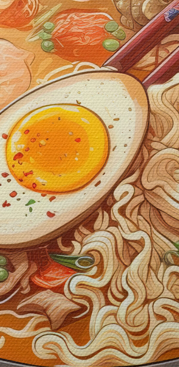 Een kom ramen met stokjes en een ei Een kom ramen met stokjes en een ei