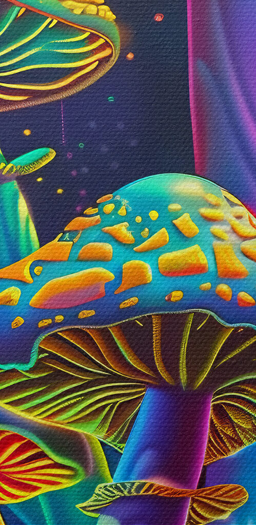 A colorful mushrooms in a forest