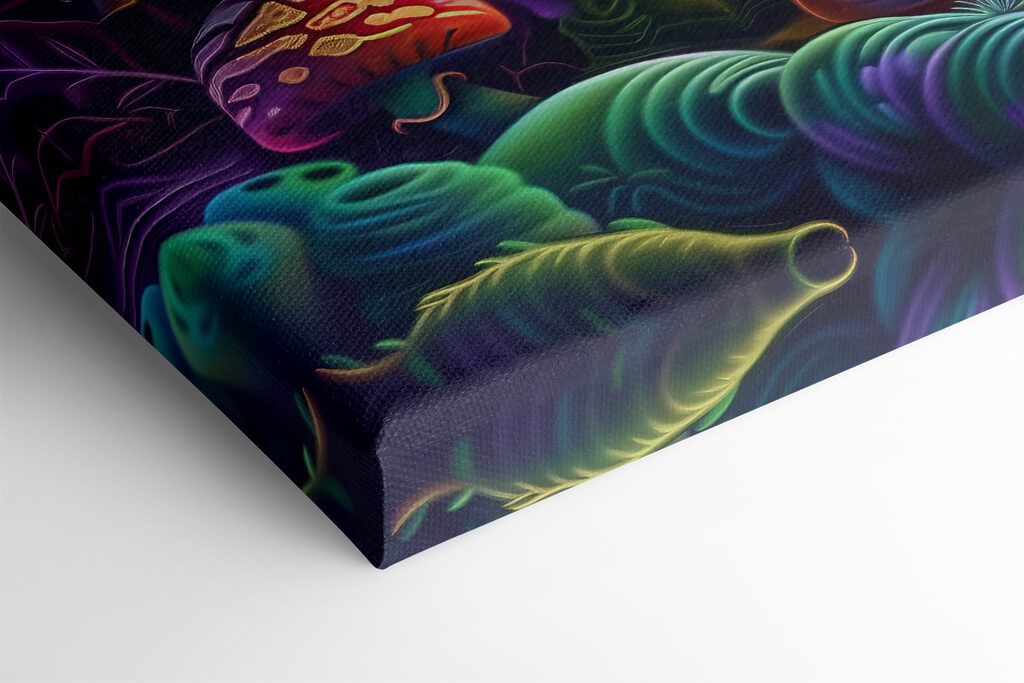 A group of colorful mushrooms A group of colorful mushrooms