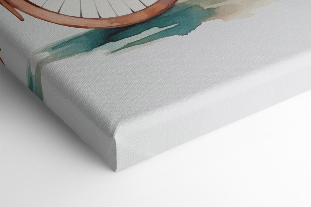 A watercolor painting of a bicycle with flowers on it