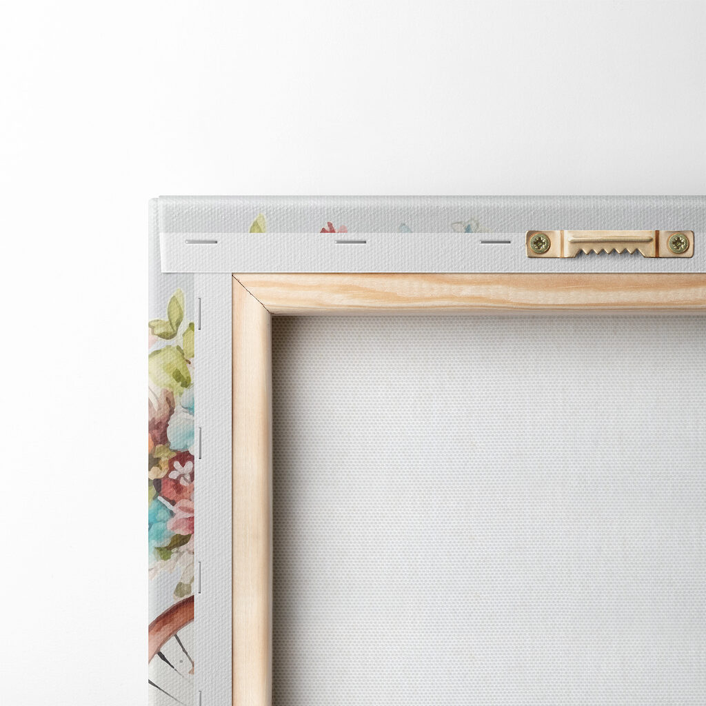 A watercolor painting of a bicycle with flowers on it