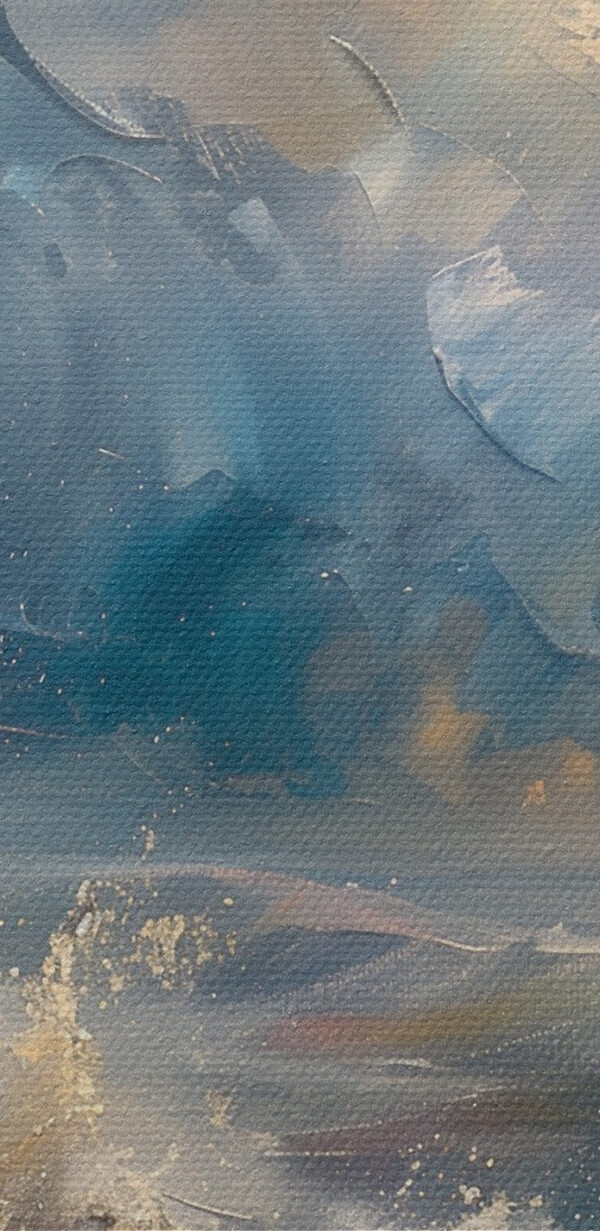 Een schilderij van een vuurtoren in de oceaan Een schilderij van een vuurtoren in de oceaan