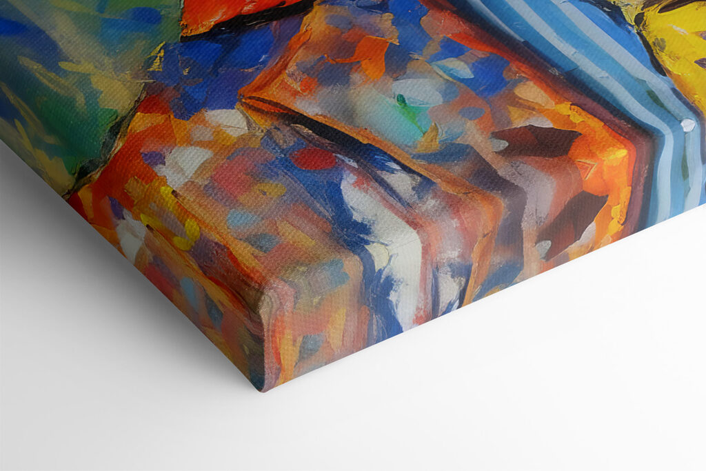 A painting of a giraffe wearing a shirt A painting of a giraffe wearing a shirt