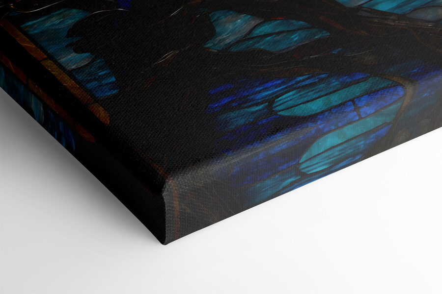 Canvas Schilderijen Een glas-in-loodraam met een vogel op een tak - Afbeelding 5