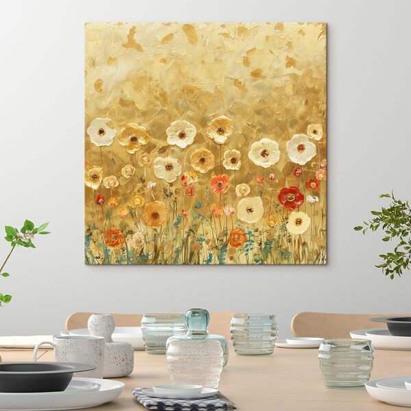 Schilderij van bloemen op een muur Schilderij van bloemen op een muur