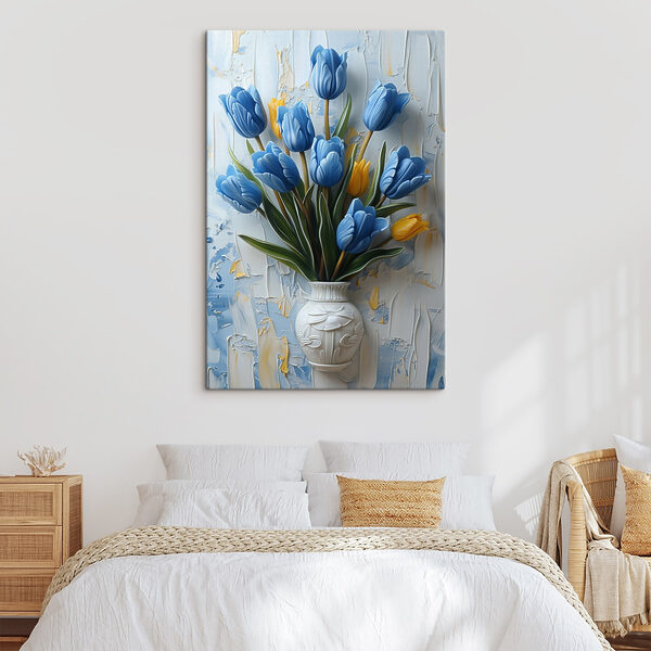 Vaas met blauwe tulpen Vaas met blauwe tulpen