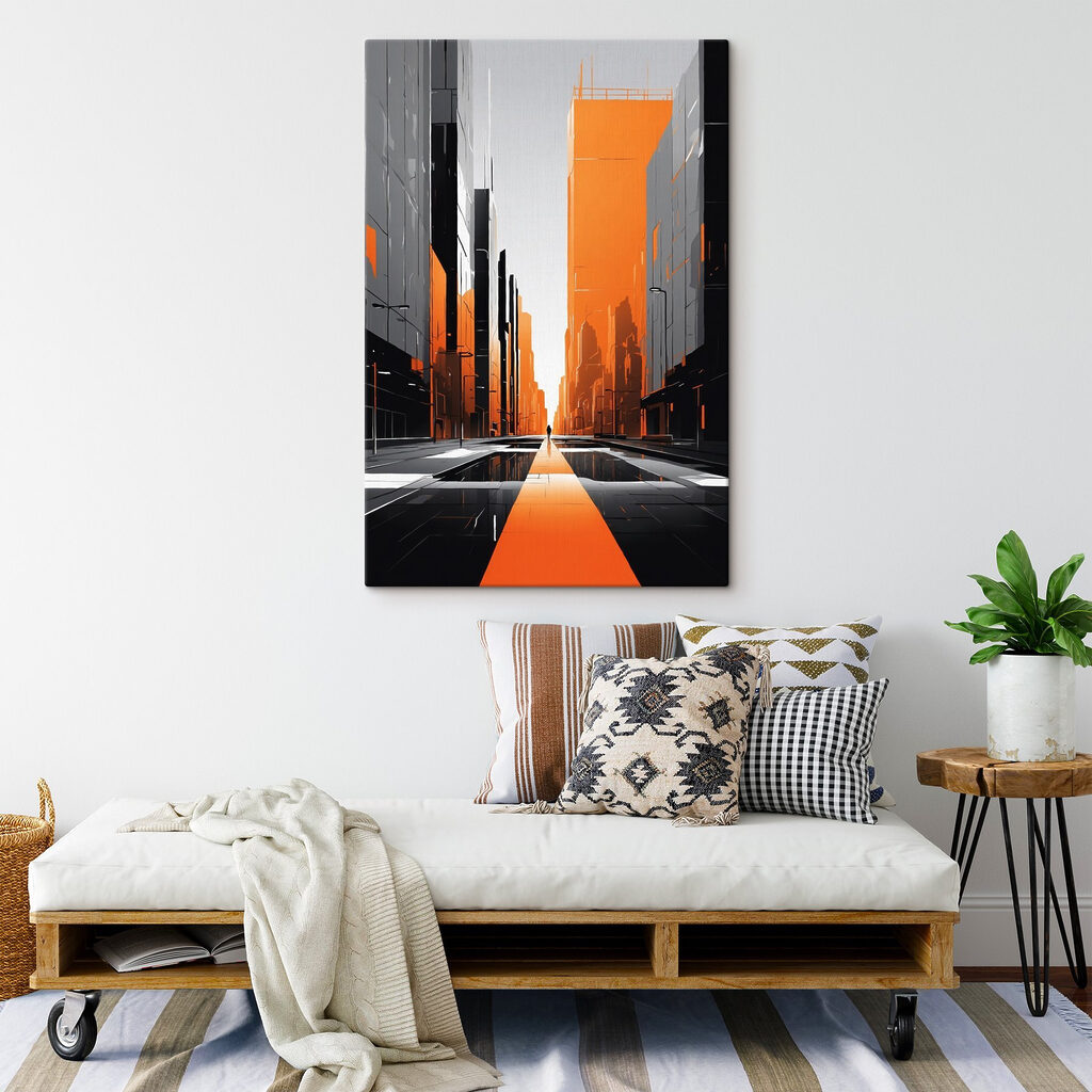 Person walking on a street with tall buildings