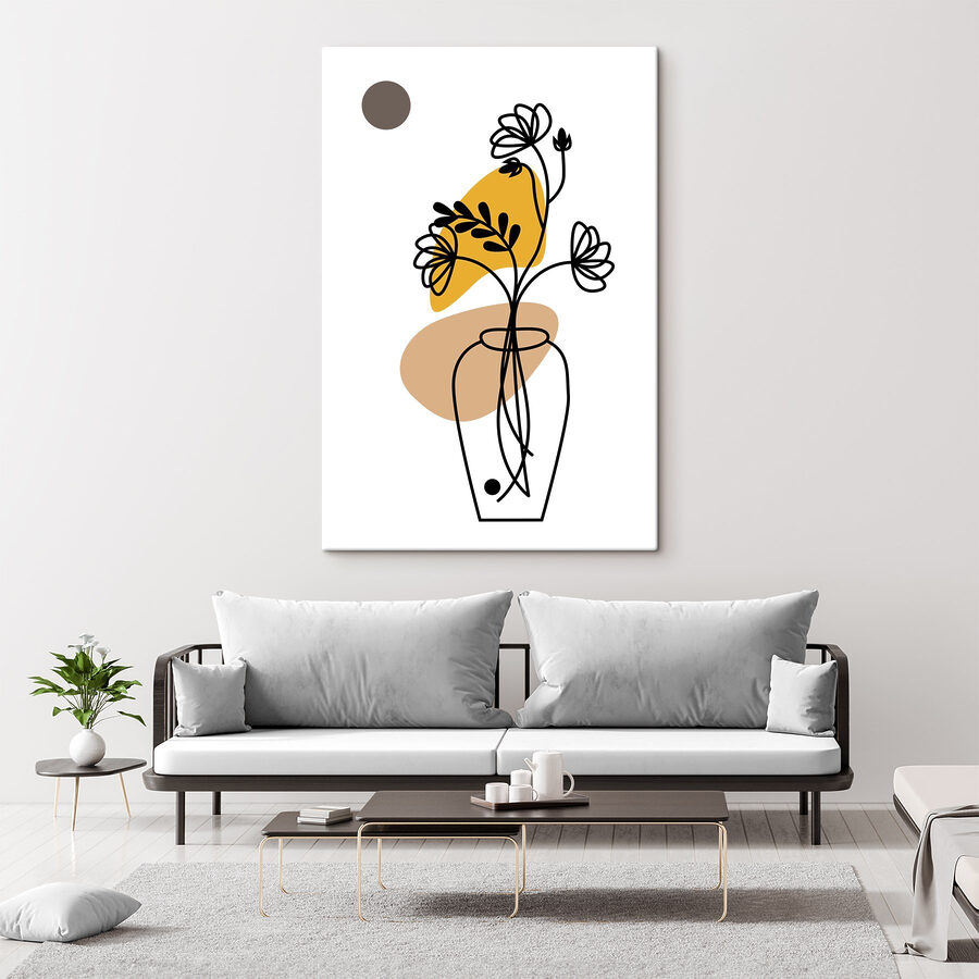 Een tekening van een bloem in een vaas