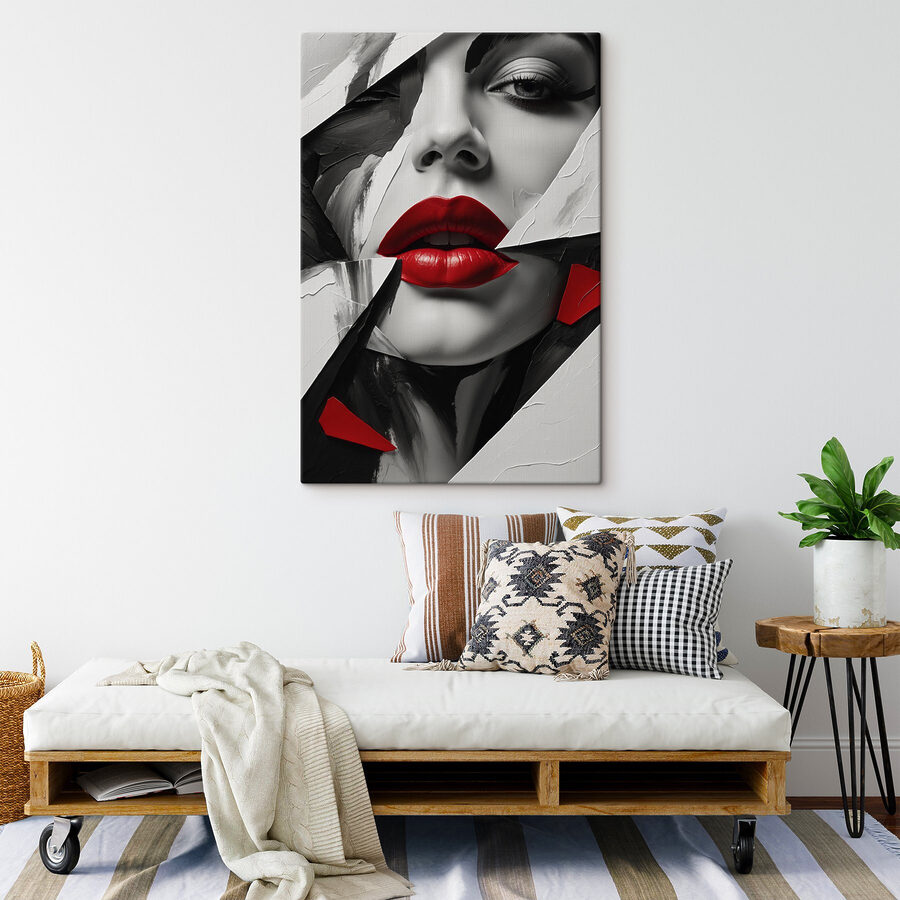 Rode lippen te midden van abstract ontwerp Rode lippen te midden van abstract ontwerp
