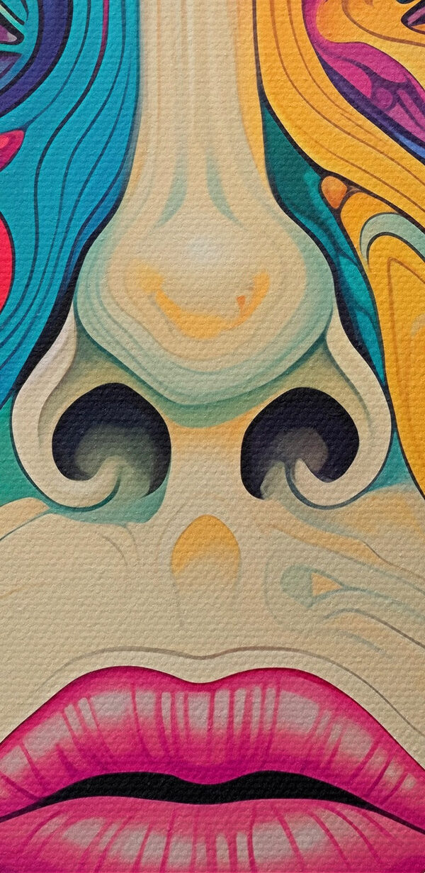Colorful face with eyes and lips Colorful face with eyes and lips