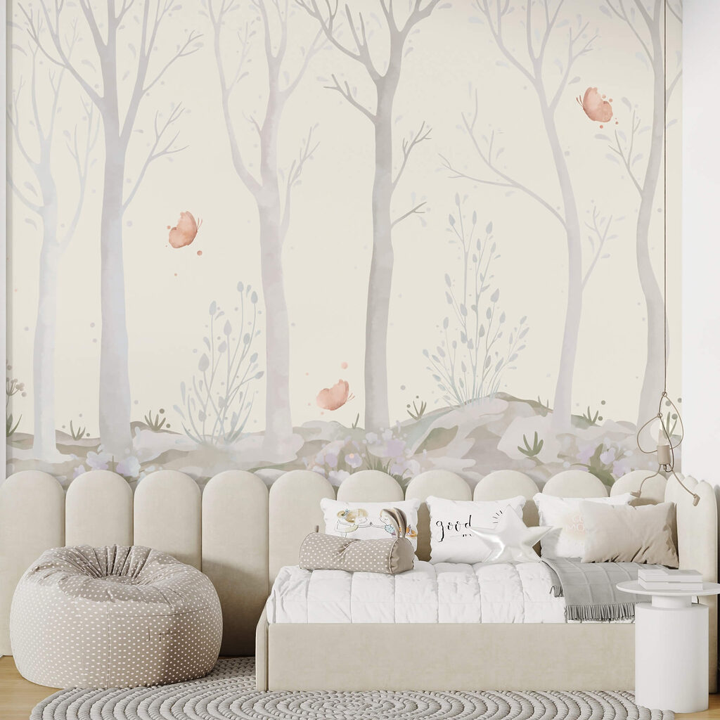 Groep bomen met vlinders Groep bomen met vlinders