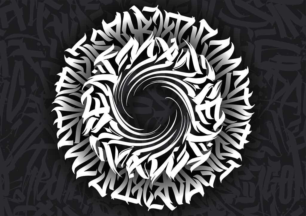 Cirkelvormig patroon met letters erin Cirkelvormig patroon met letters erin