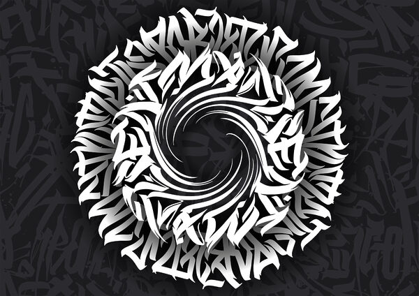 Cirkelvormig patroon met letters erin Cirkelvormig patroon met letters erin