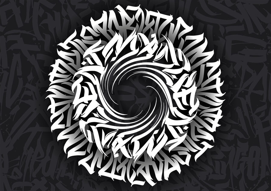 Cirkelvormig patroon met letters erin Cirkelvormig patroon met letters erin