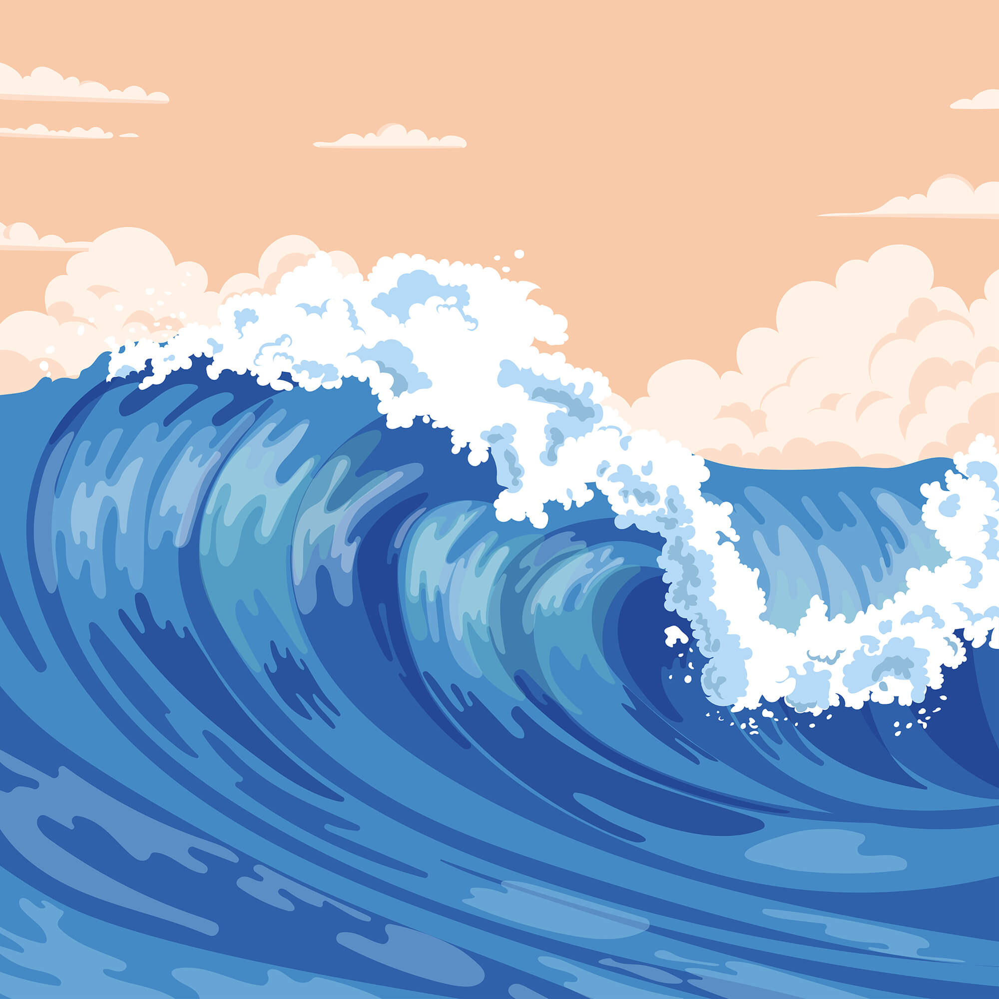 t00043p - Grote golf met schuimende golven - tegory