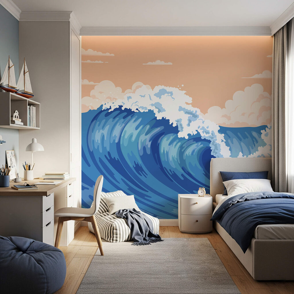 Grote golf met schuimende golven