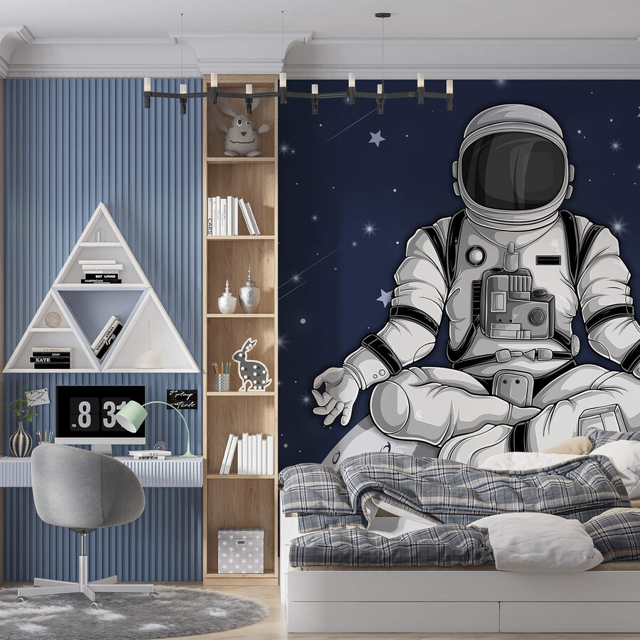 Fotobehang Een astronaut op de maan - Afbeelding 2
