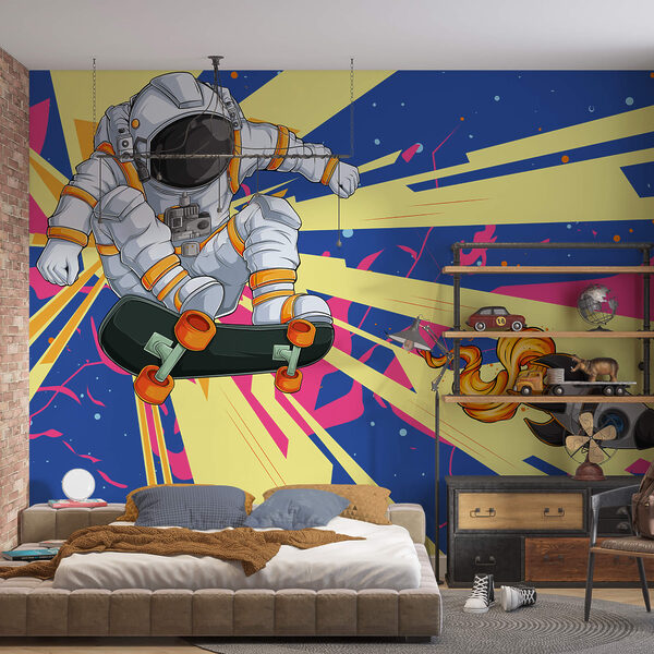 Een astronaut op een skateboard Een astronaut op een skateboard