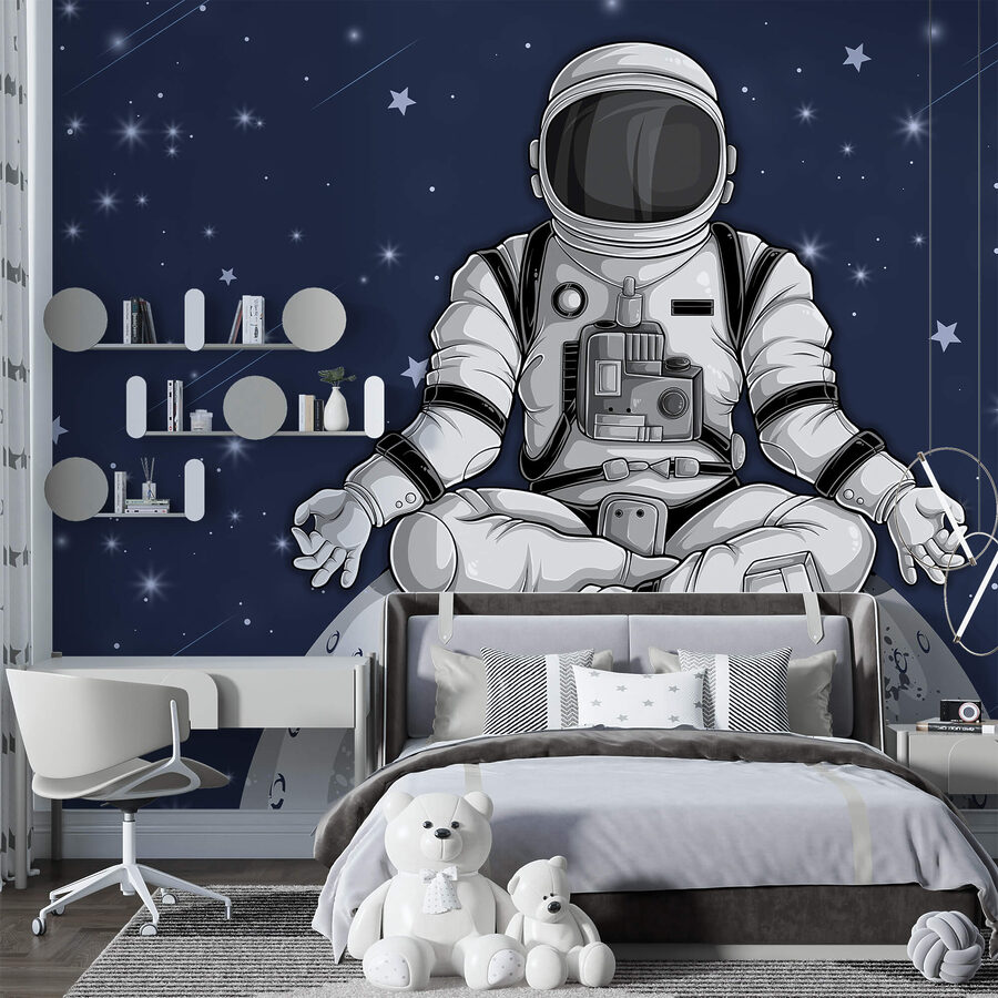 Fotobehang Een astronaut op de maan