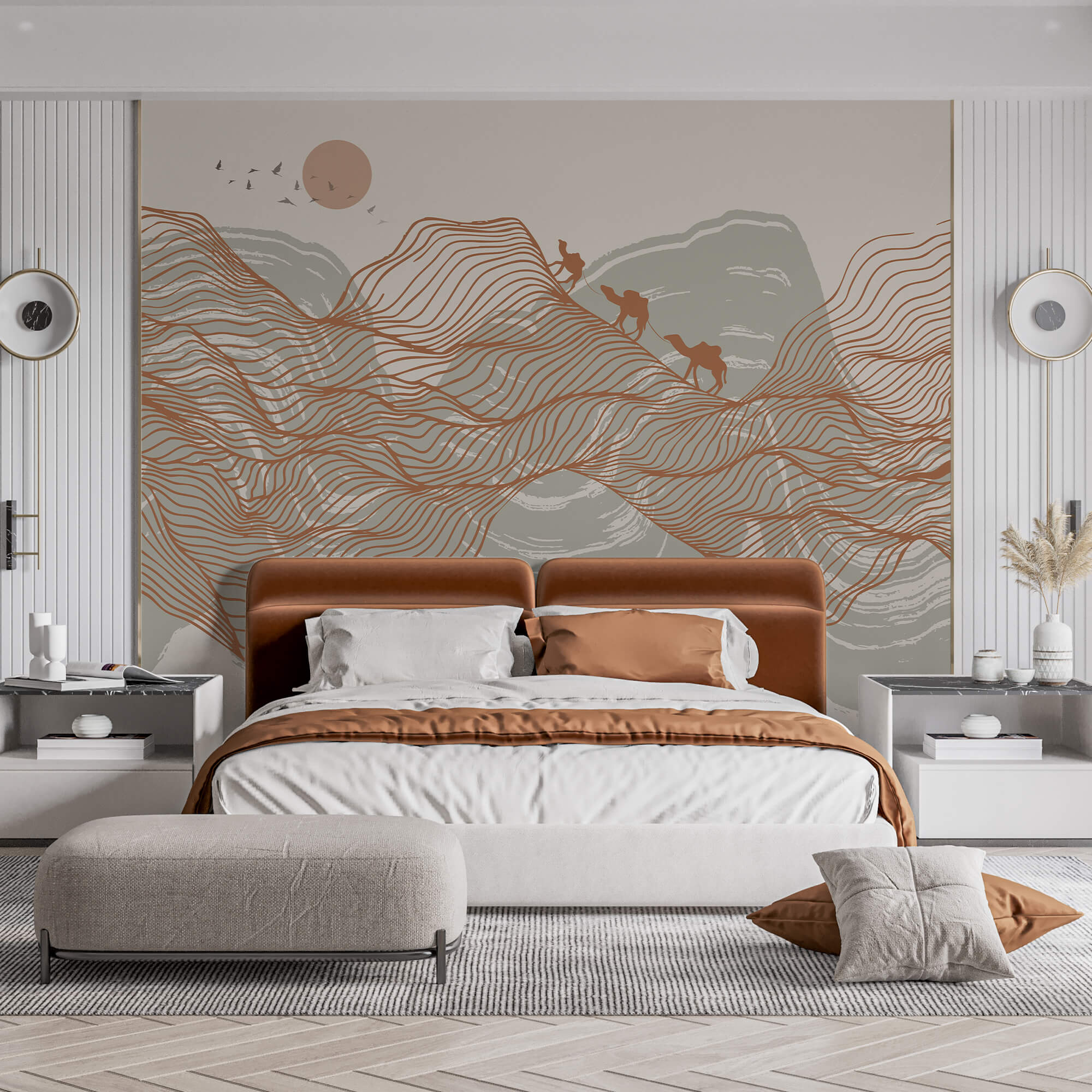 Tekening van een woestijnlandschap