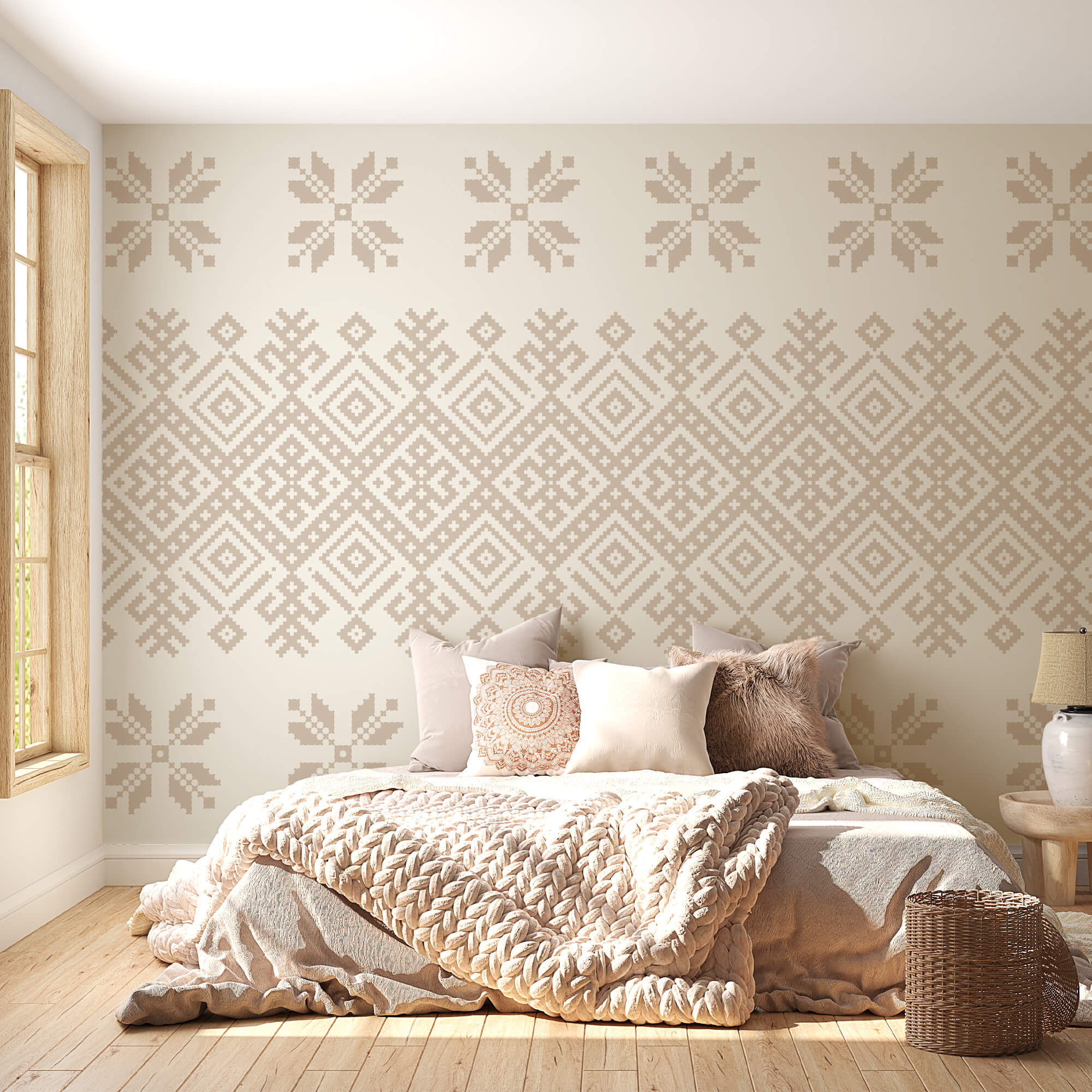 Patroon van geometrische vormen en bloemen Patroon van geometrische vormen en bloemen