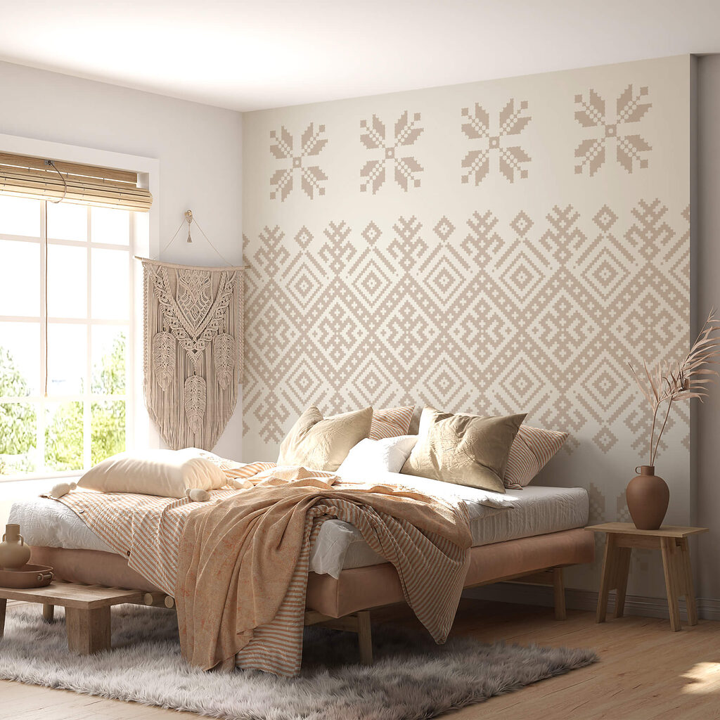 Patroon van geometrische vormen en bloemen Patroon van geometrische vormen en bloemen