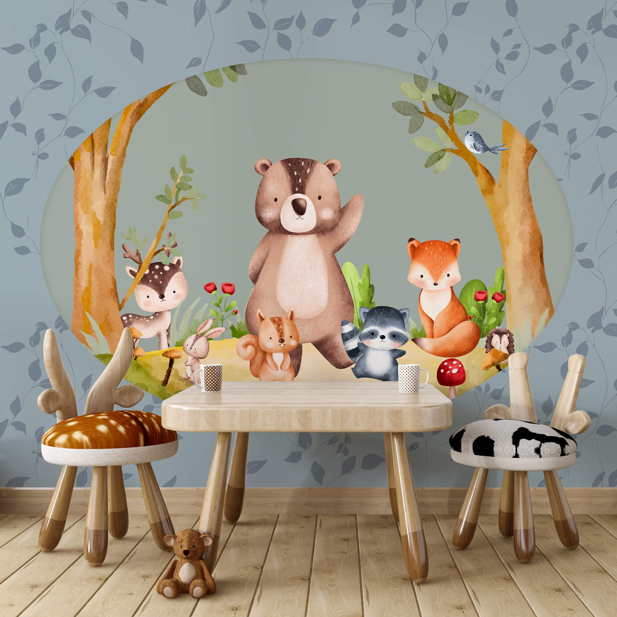 Beeldverhaal van dieren in een bos Beeldverhaal van dieren in een bos