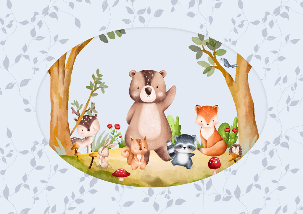 Beeldverhaal van dieren in een bos Beeldverhaal van dieren in een bos
