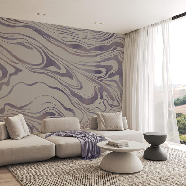 – Abstracte golven op een zachte achtergrond Fotobehang – Abstracte golven op een zachte achtergrond