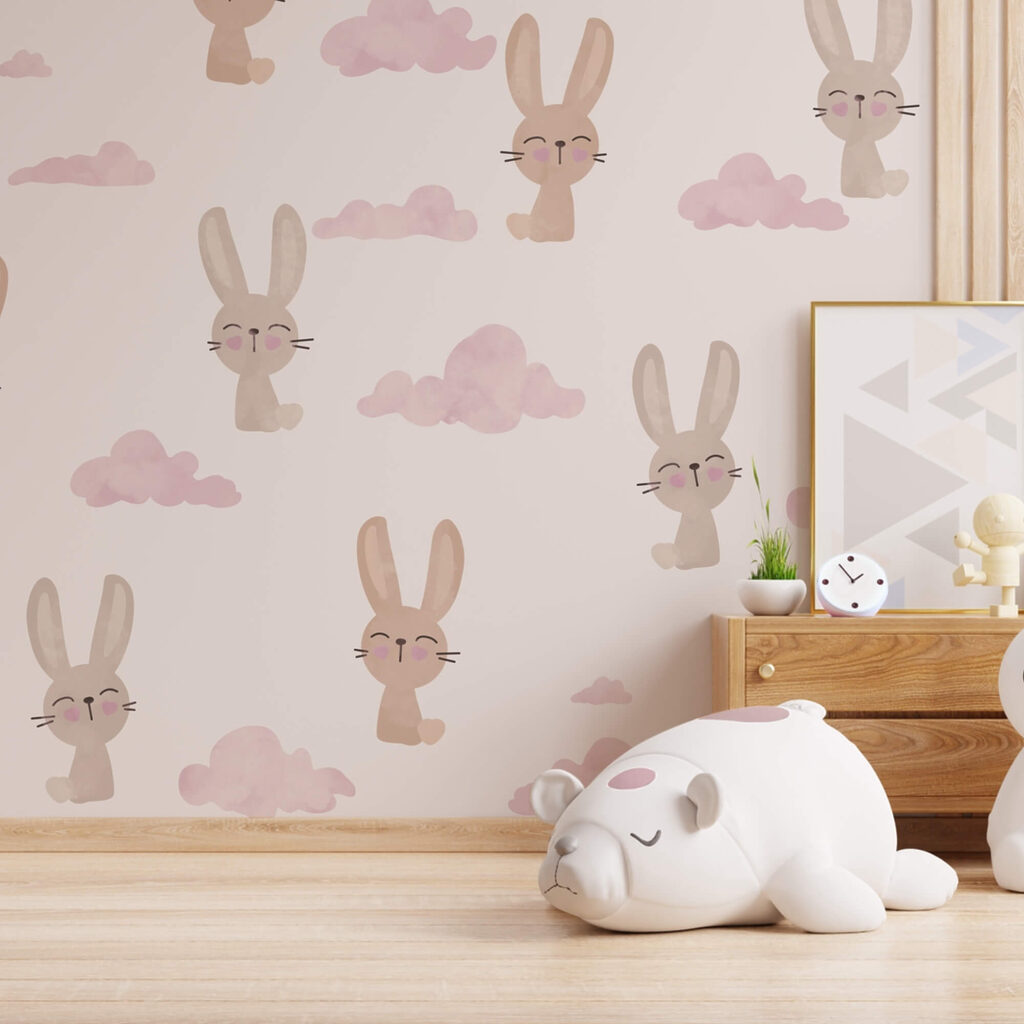 Patroon van konijnen en wolken Patroon van konijnen en wolken