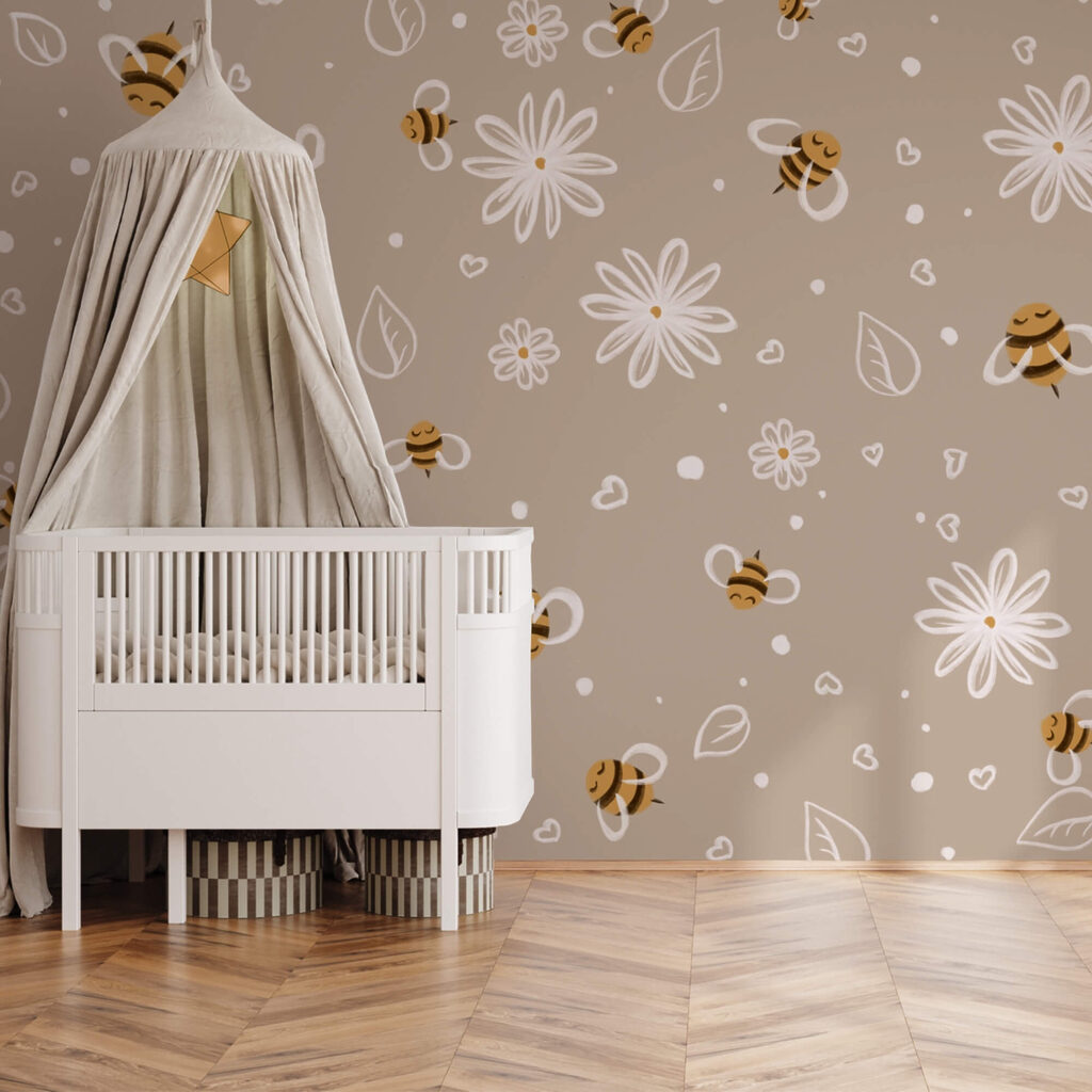 Patroon van bijen en bloemen