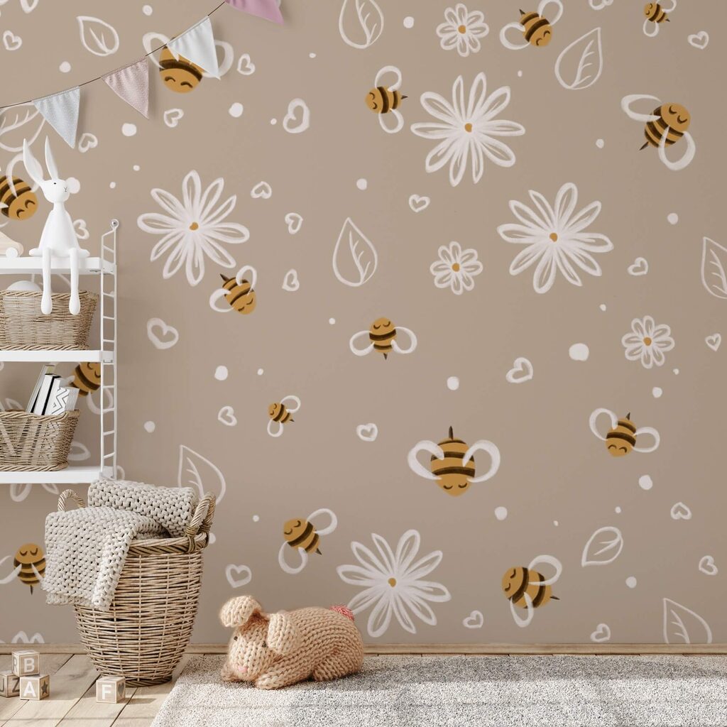 Patroon van bijen en bloemen