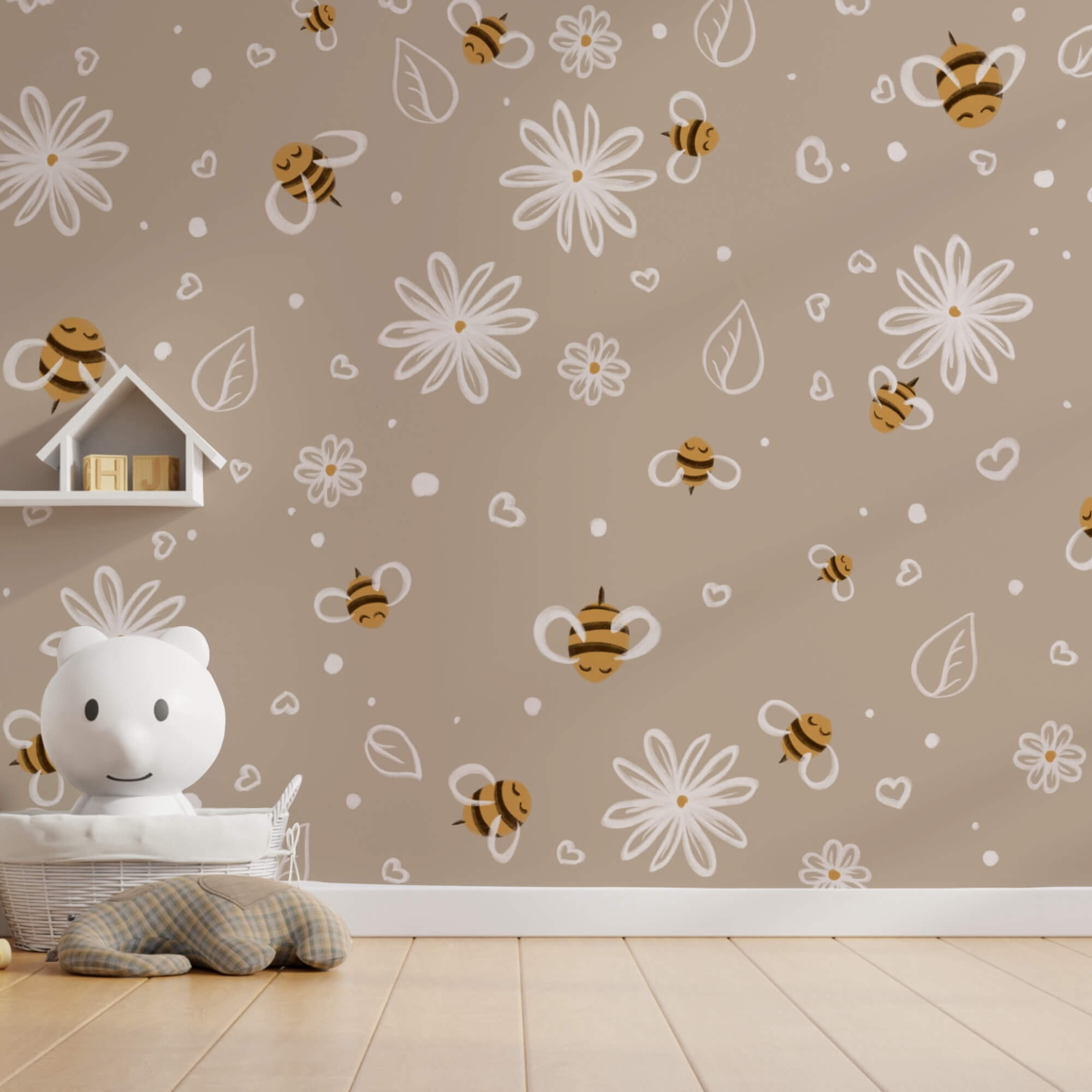 Patroon van bijen en bloemen