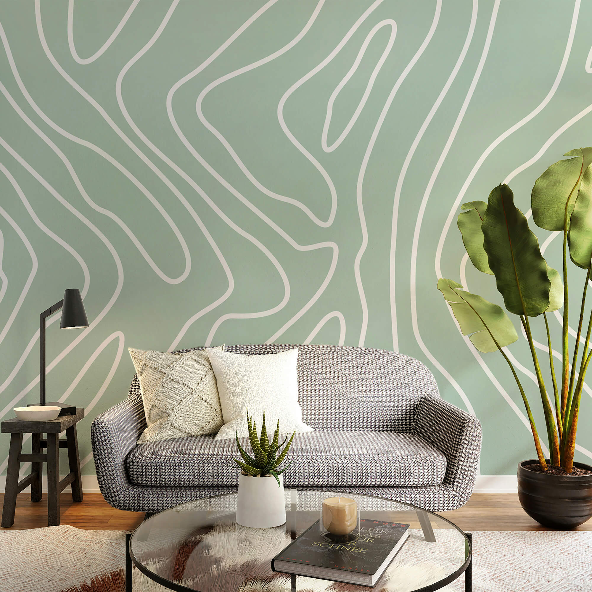 Witte lijnen op een lichtgroene achtergrond