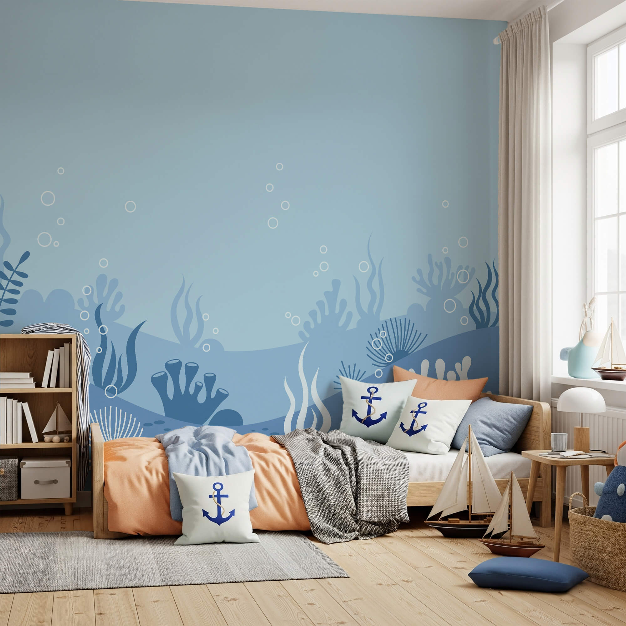 Blauw en wit onderwatertafereel