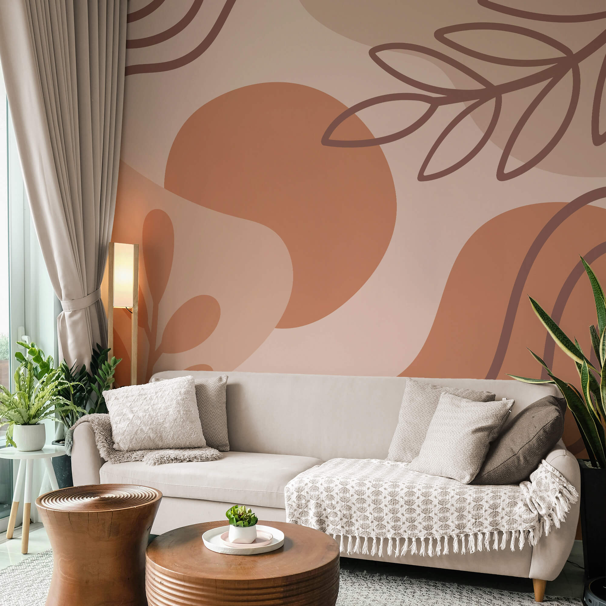 Abstracte vormen in aardetinten