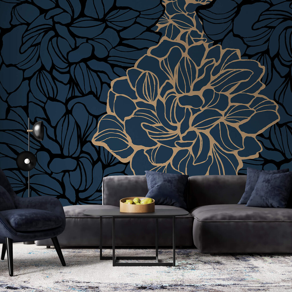 Gedurfd bloemmotief op donkere achtergrond Gedurfd bloemmotief op donkere achtergrond