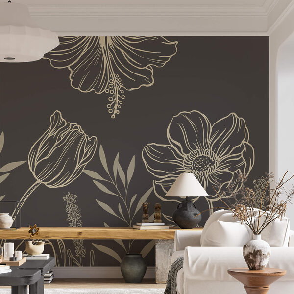 Delicaat lijnmotief met bloemen Delicaat lijnmotief met bloemen