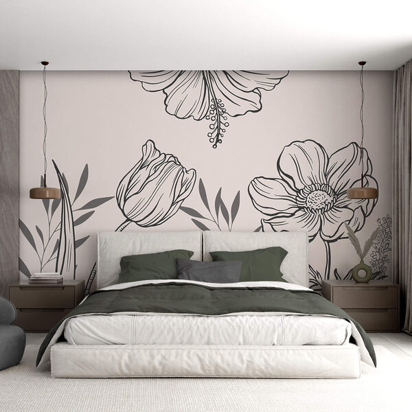 Delicaat lijnmotief met bloemen Delicaat lijnmotief met bloemen