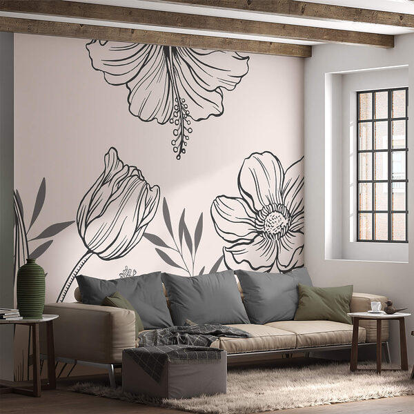Delicaat lijnmotief met bloemen Delicaat lijnmotief met bloemen