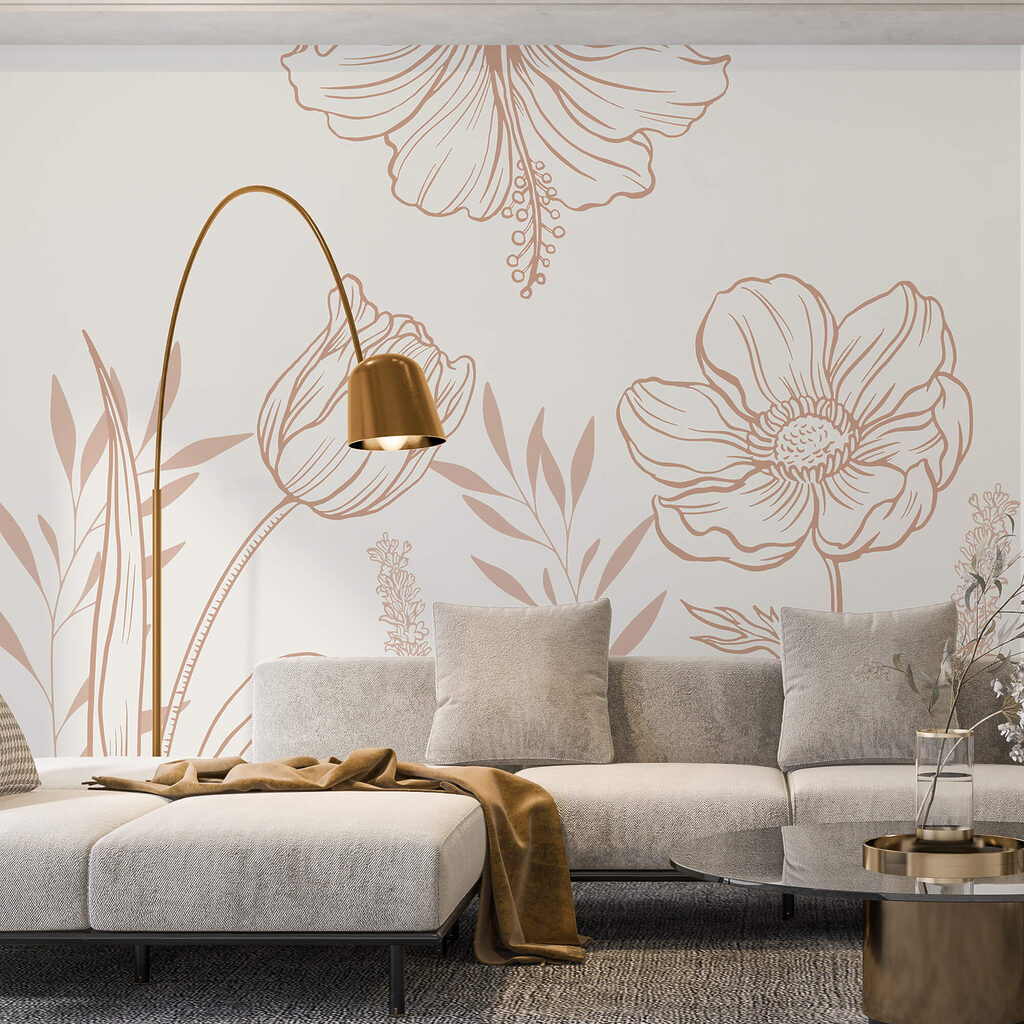 Delicaat lijnmotief met bloemen