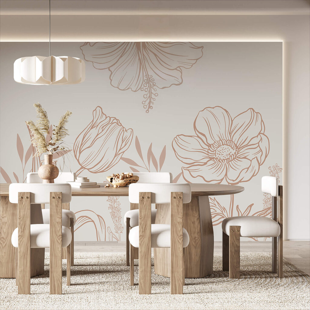 Delicaat lijnmotief met bloemen