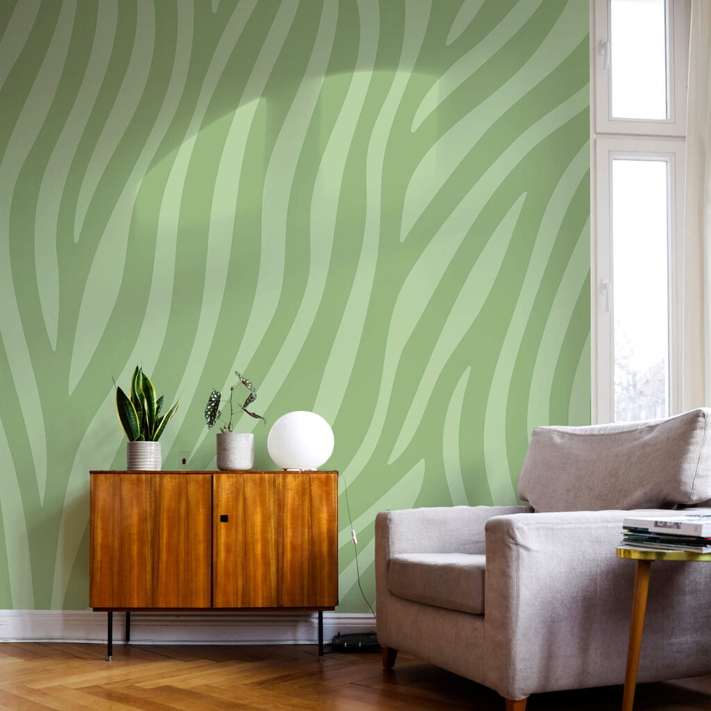 Groen met witte zebraprint