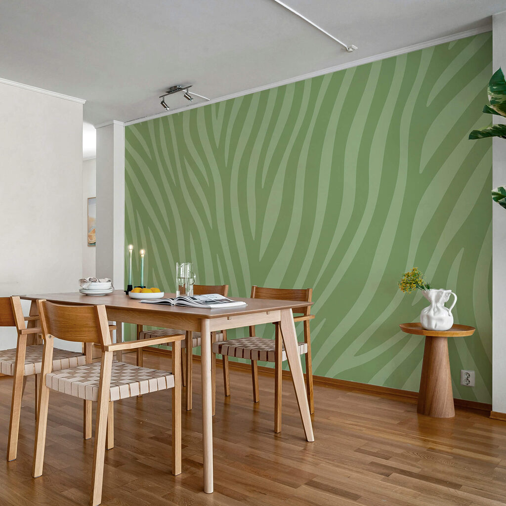 Groen met witte zebraprint