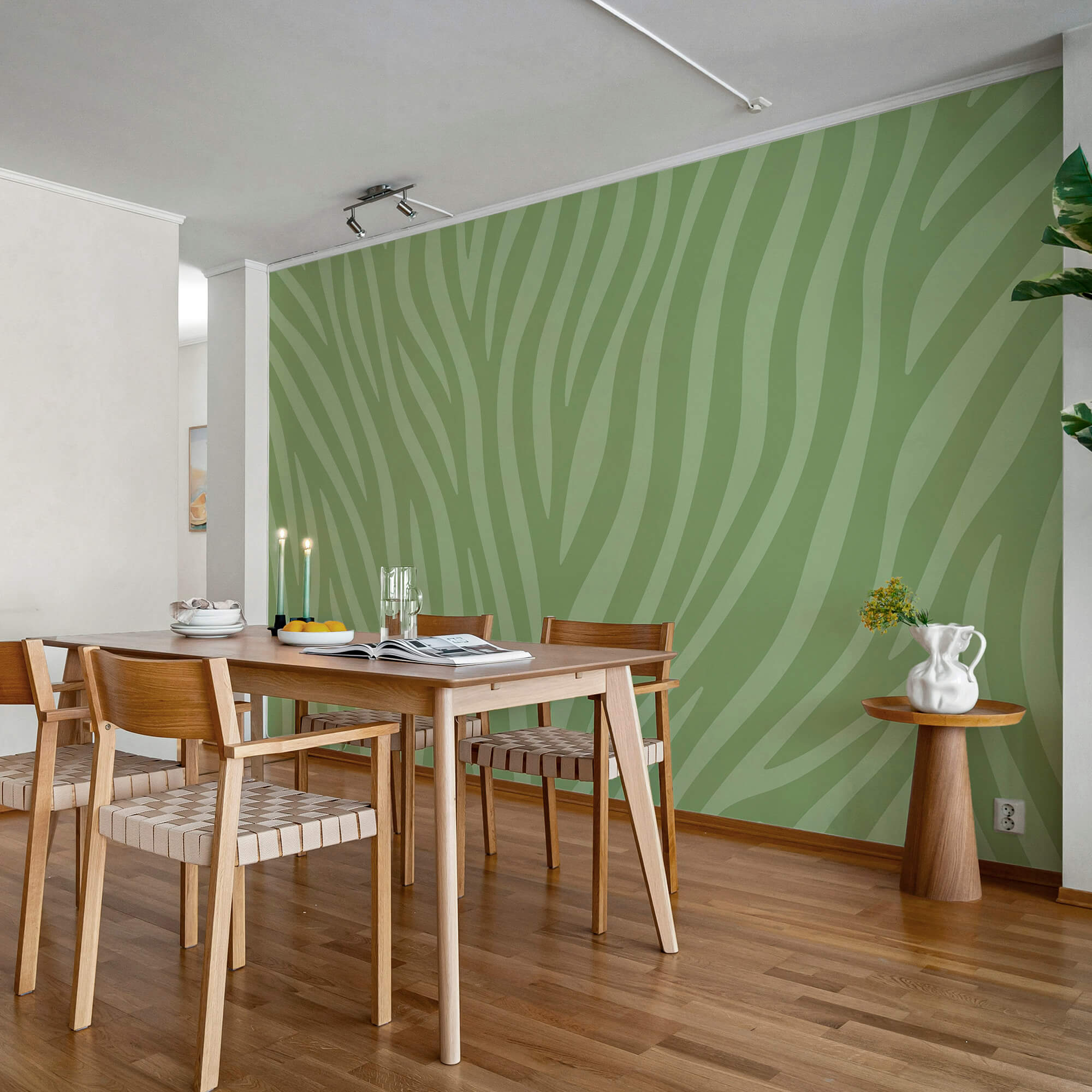 Groen met witte zebraprint